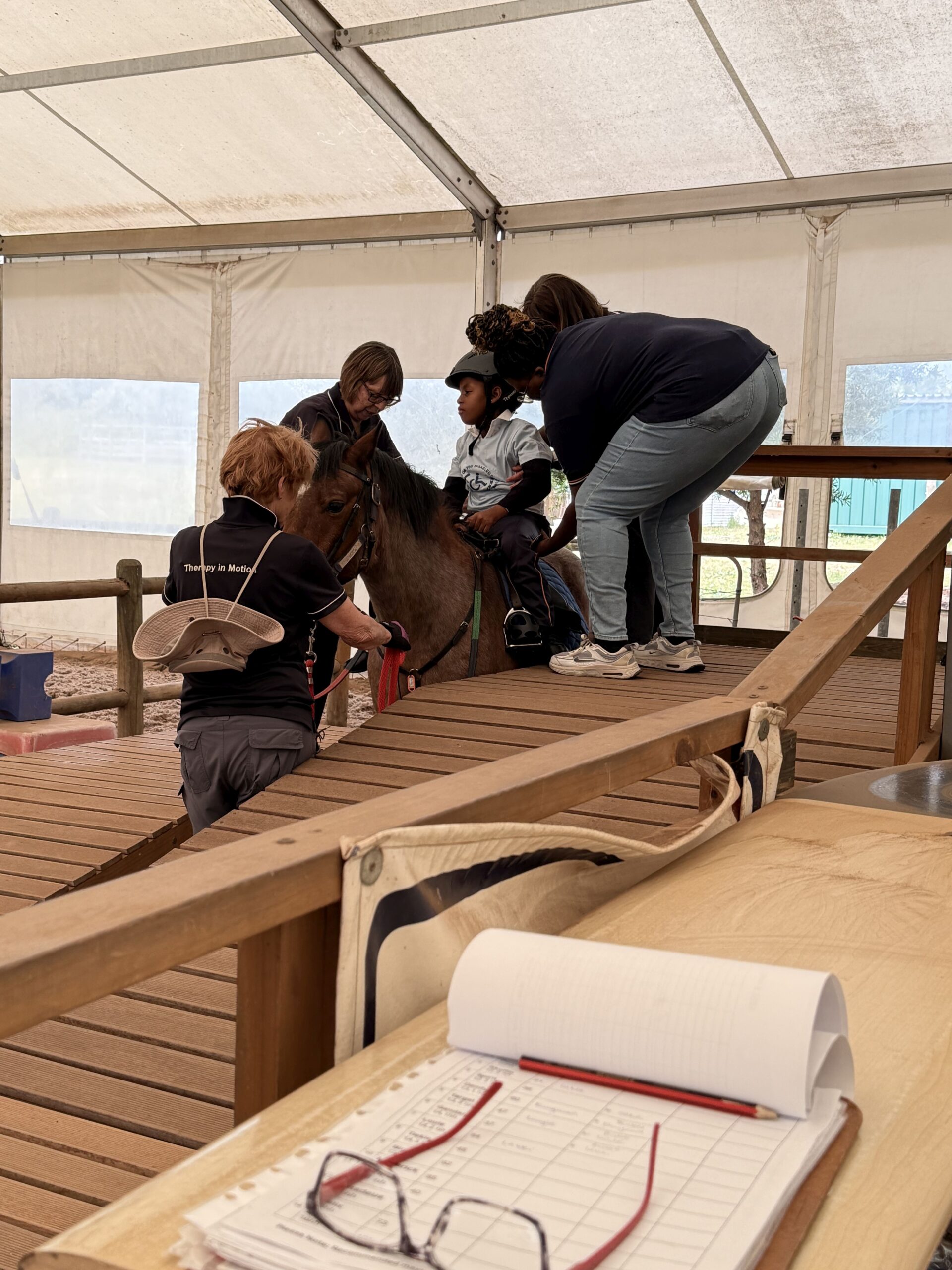 on horse a